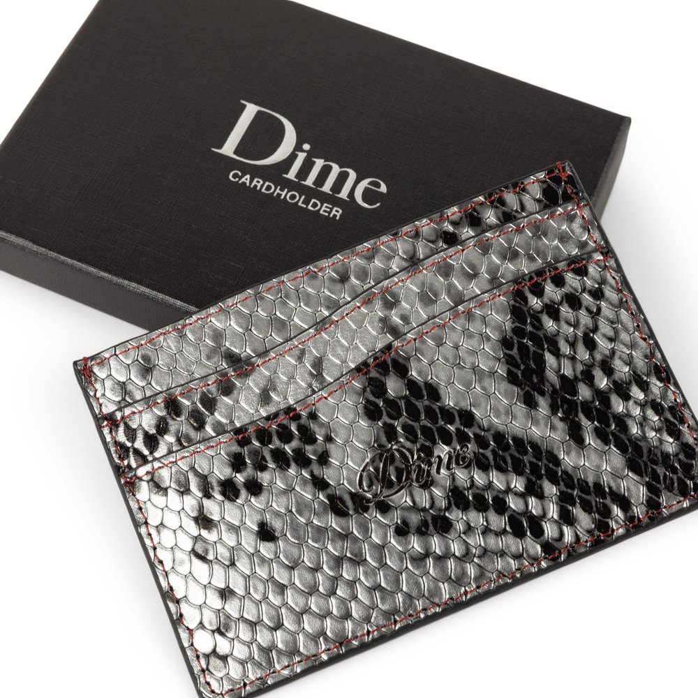 DIME EMBOSSED LEATHER CARDHOLDER SILVER