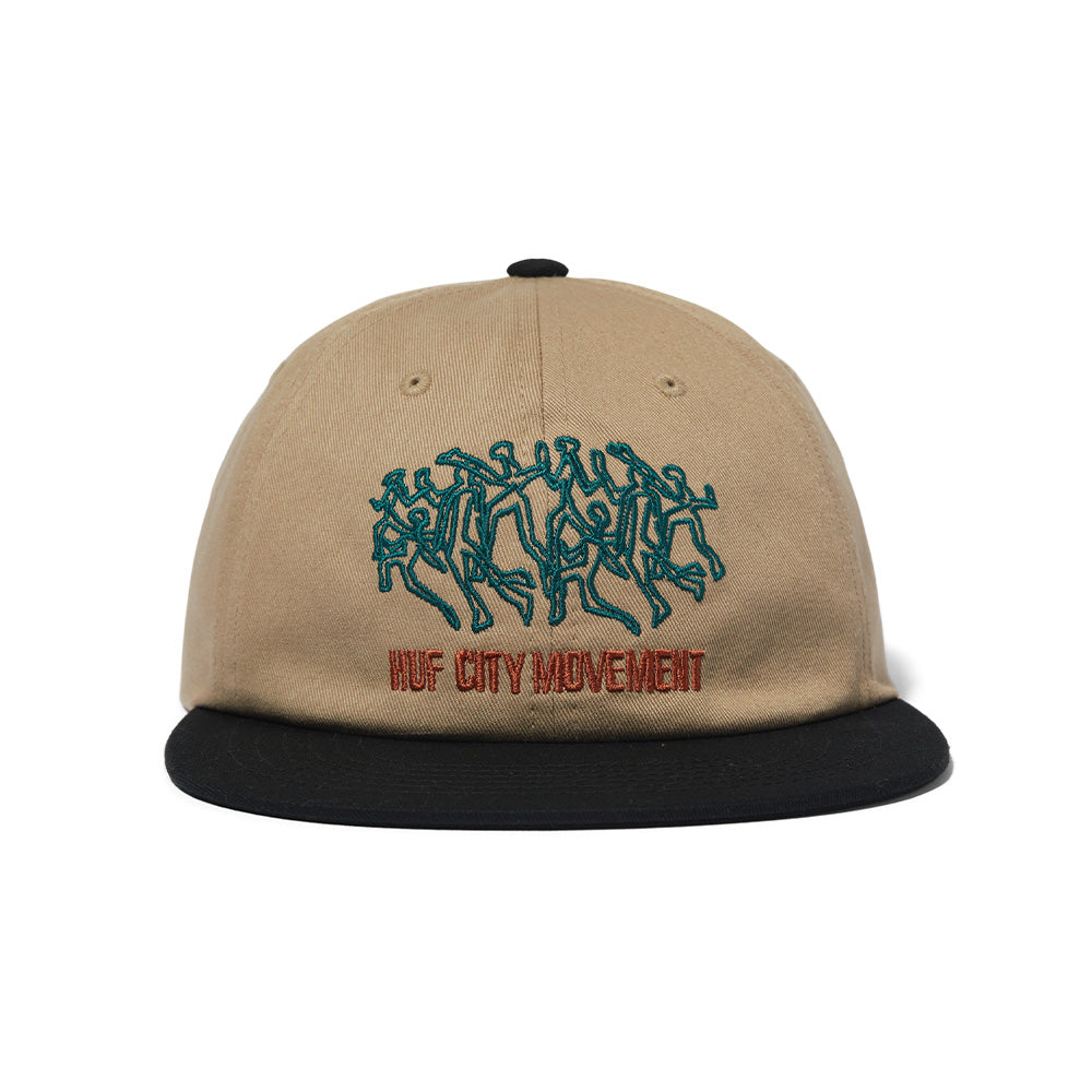 HUF MOVEMENT 6 PANEL SNAPBACK BROWN