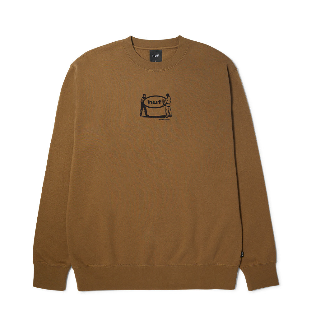 HUF RELOCATION CREWNECK BROWN