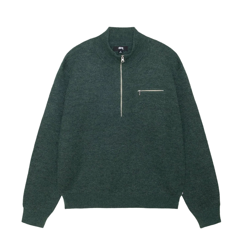 Half Zip Mock Neck Sweater Dark Green