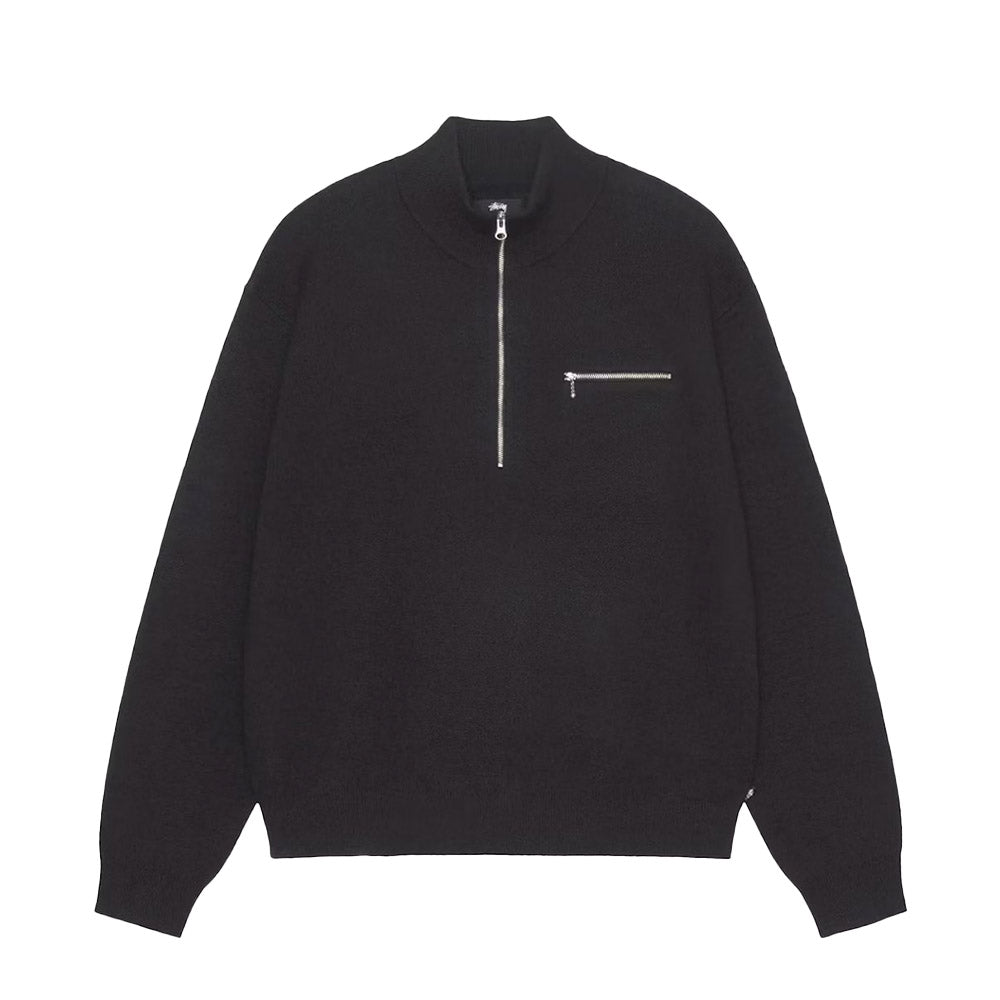 Half Zip Mock Neck Sweater Black