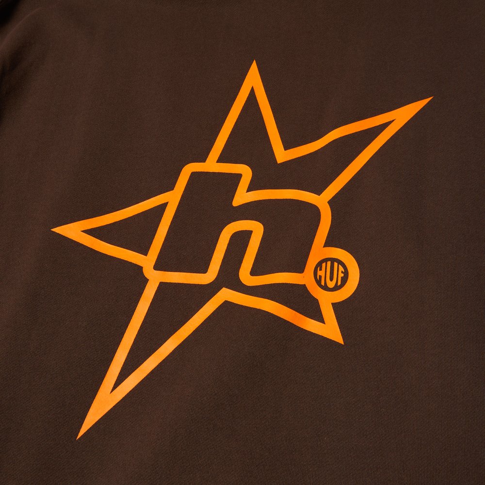 HUF H STAR LOGO HOODIE BROWN