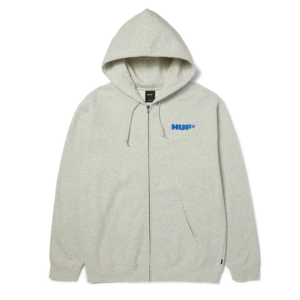 HUF ALL CAPS FZ HOODIE GREY