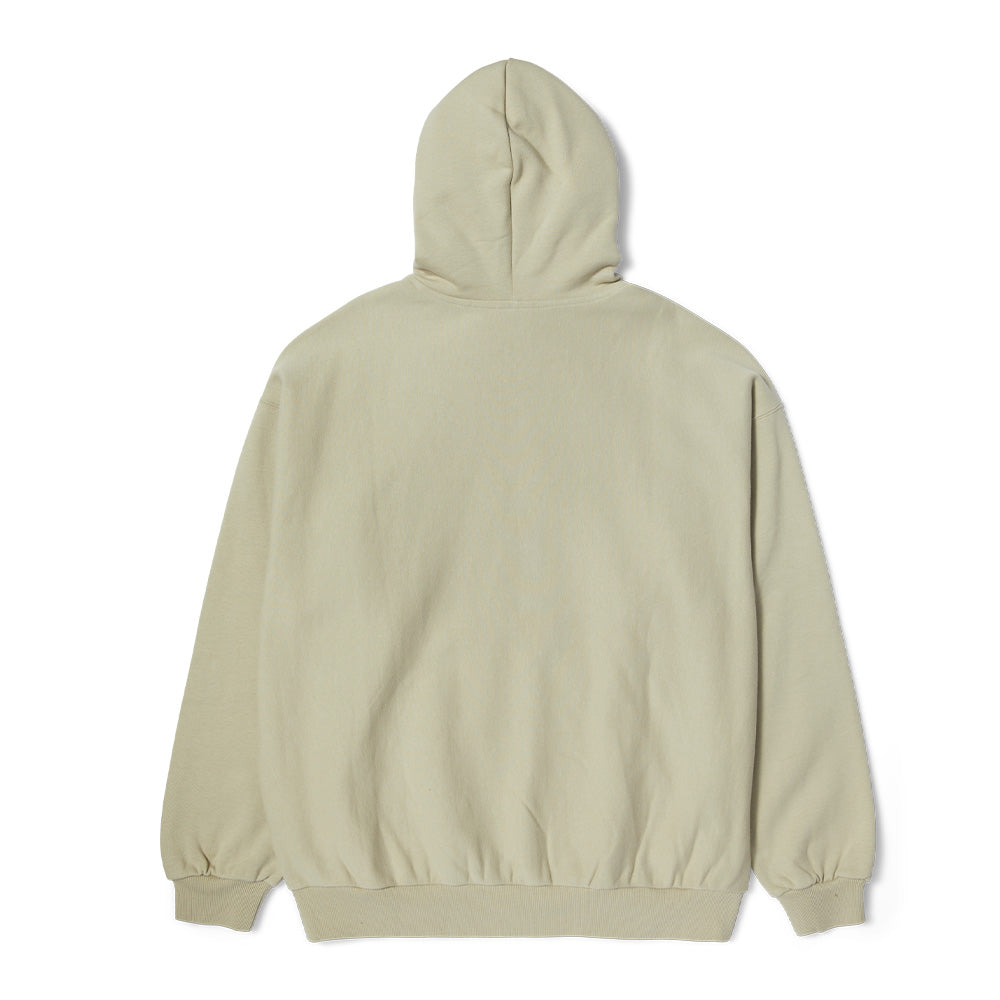 HUF LOGO APPLIQUE HOODED FLEECE CREAM