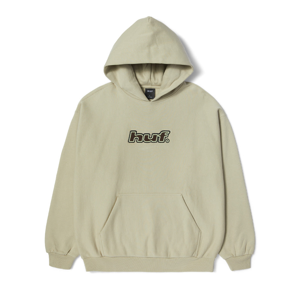 HUF LOGO APPLIQUE HOODED FLEECE CREAM