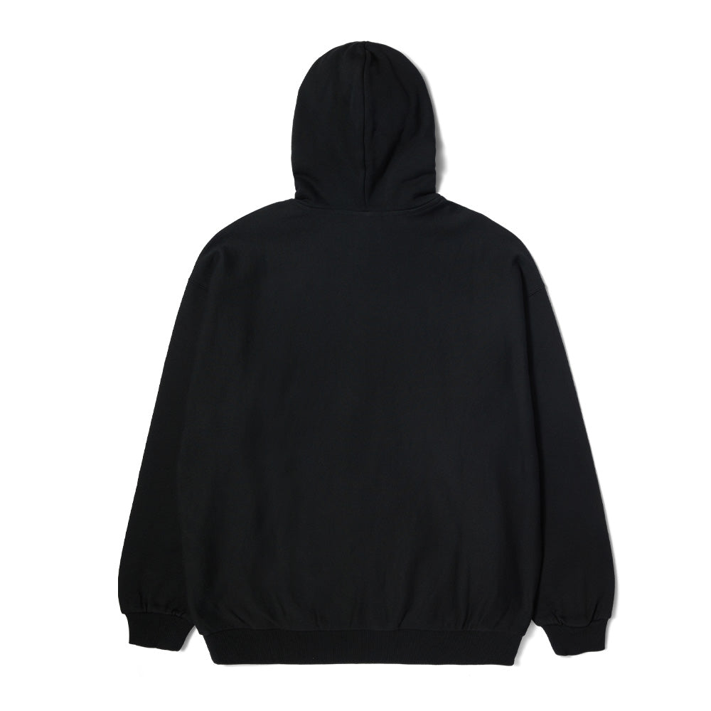 HUF LOGO APPLIQUE HOODED FLEECE BLACK