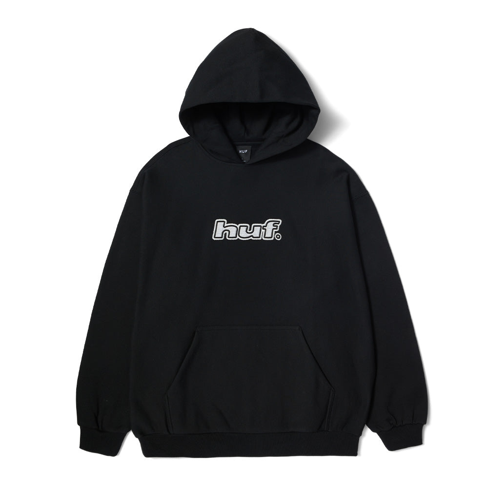 HUF LOGO APPLIQUE HOODED FLEECE BLACK