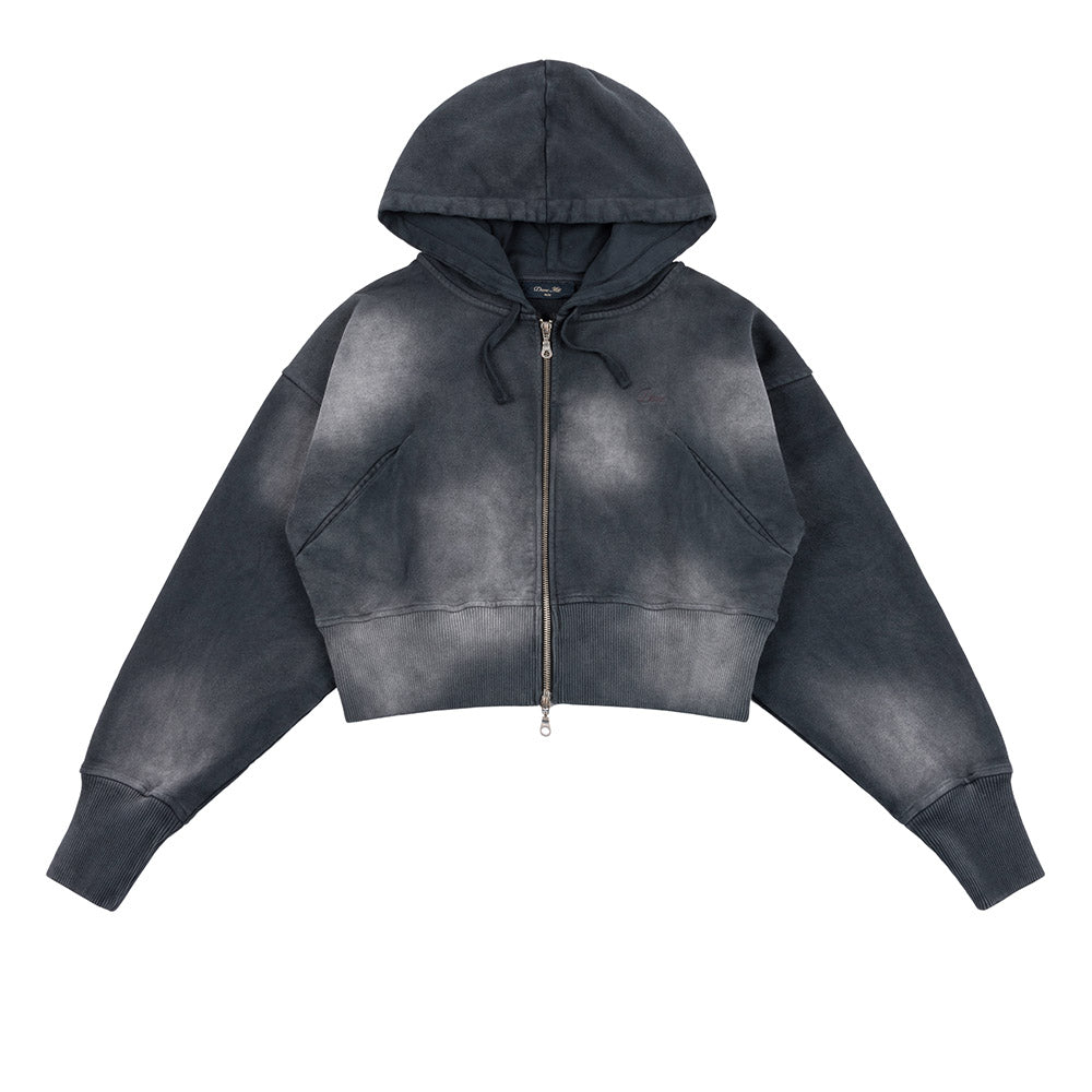 DIME CROPPED ZIP HOODIE BLACK