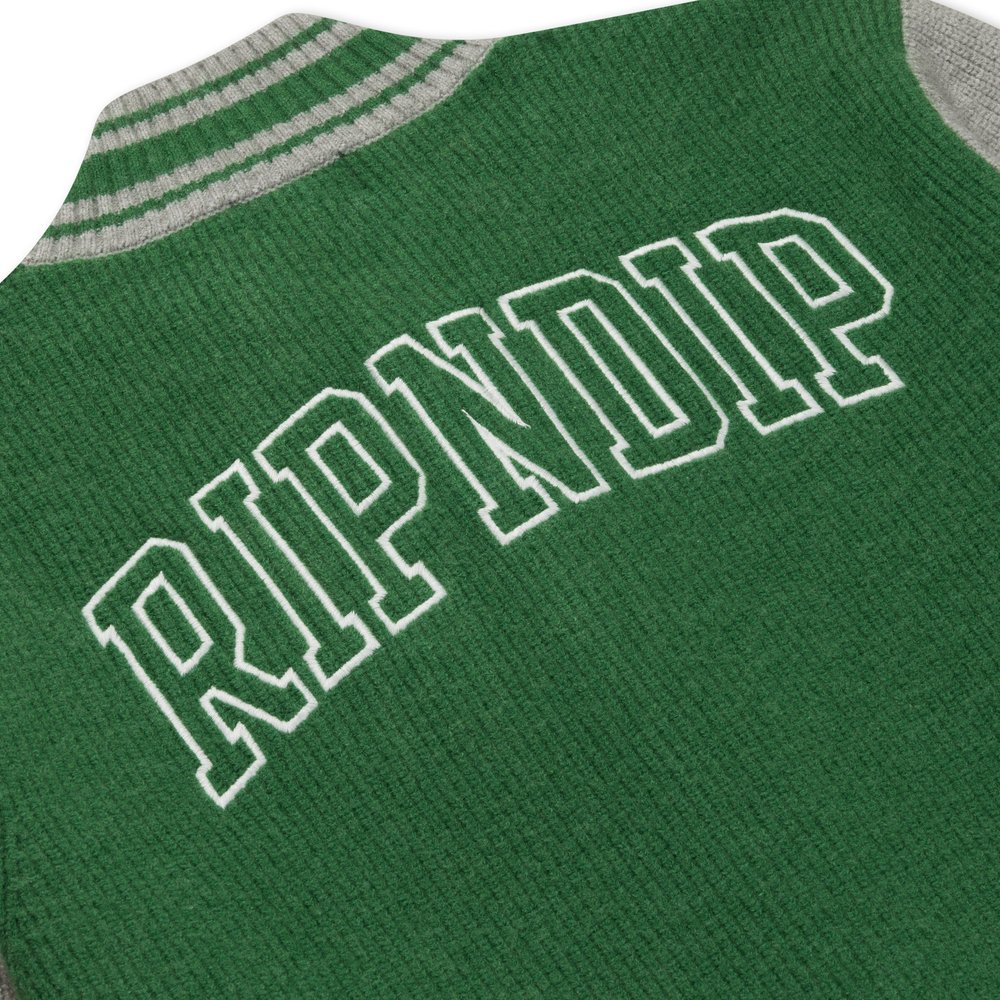 RIPNDIP TEAM SPIRIT VARSITY CARDIGAN GREEN