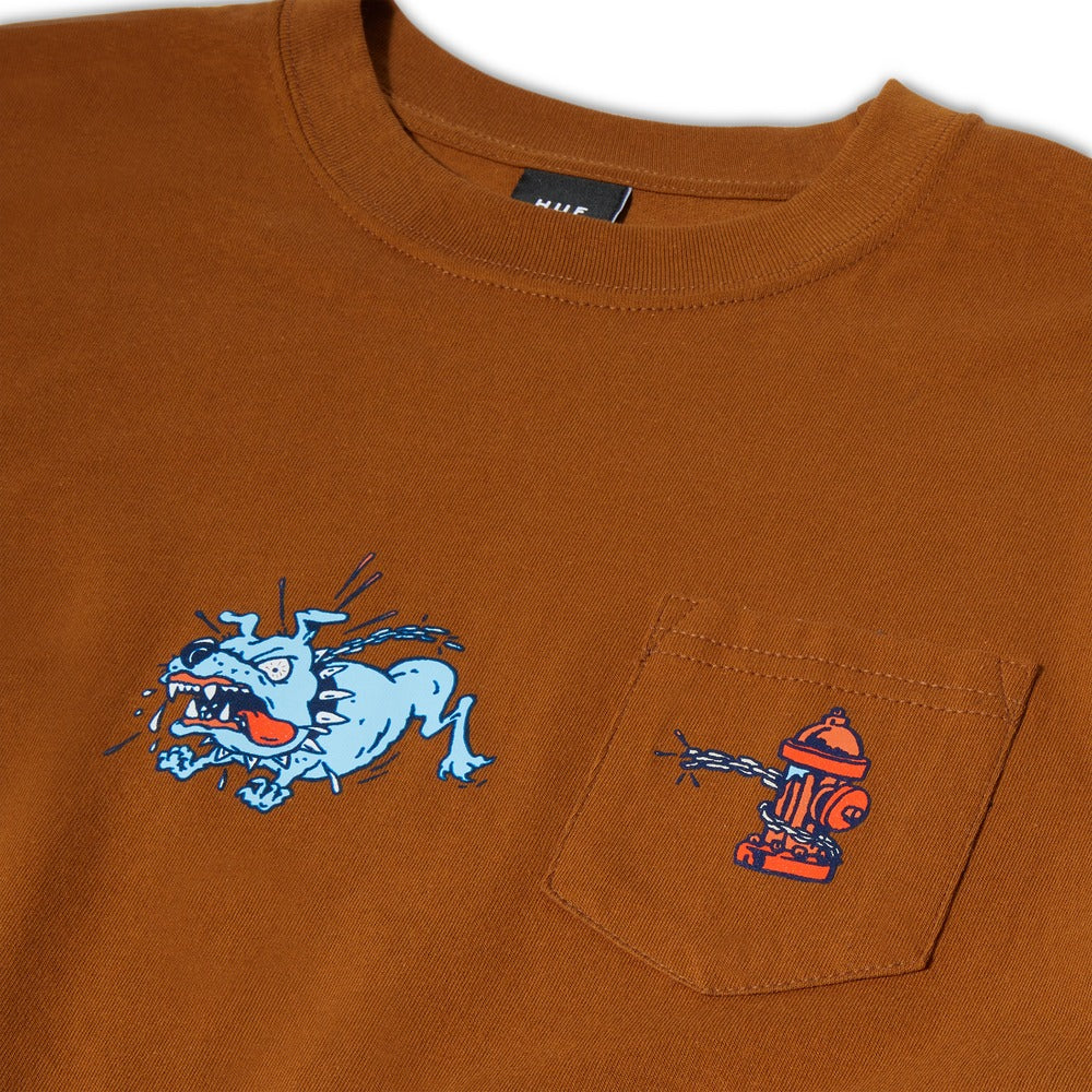 HUF JUNKYARD DOG POCKET TEE BROWN
