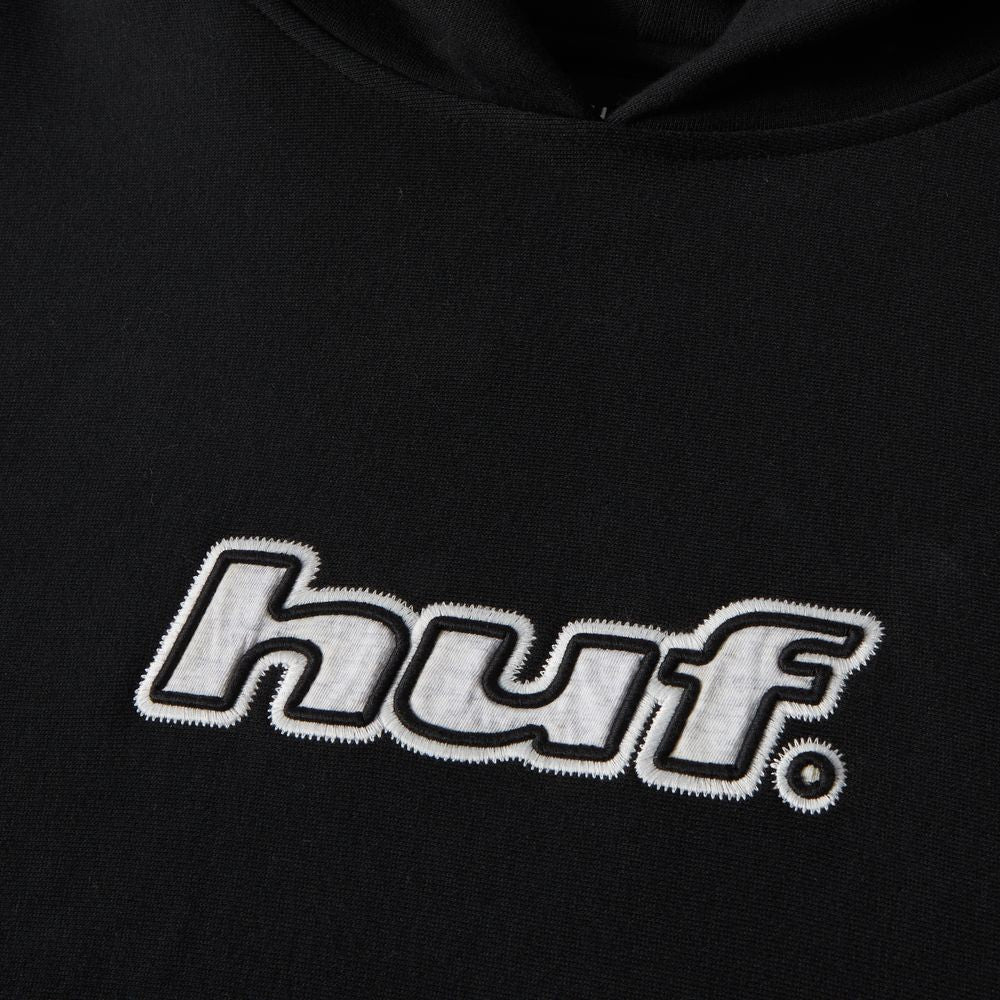 HUF LOGO APPLIQUE HOODED FLEECE BLACK