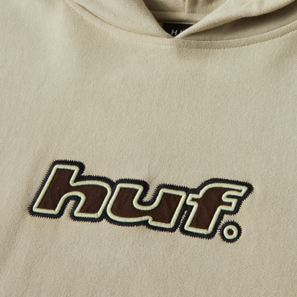HUF LOGO APPLIQUE HOODED FLEECE CREAM