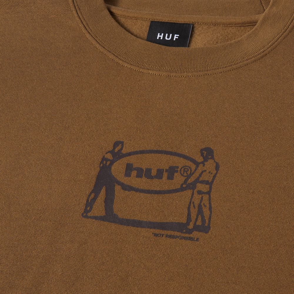 HUF RELOCATION CREWNECK BROWN