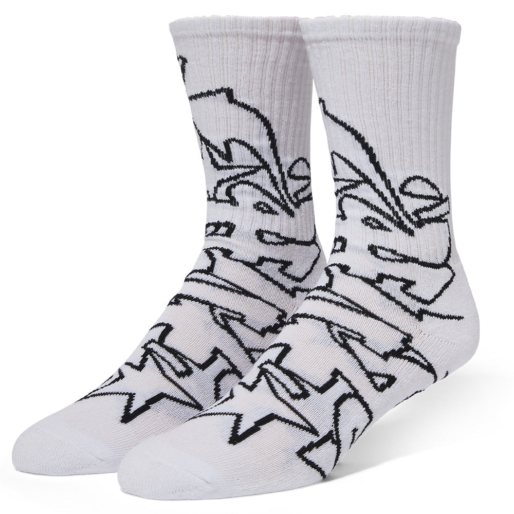 HUF OUTLINES CREW SOCKS WHITE