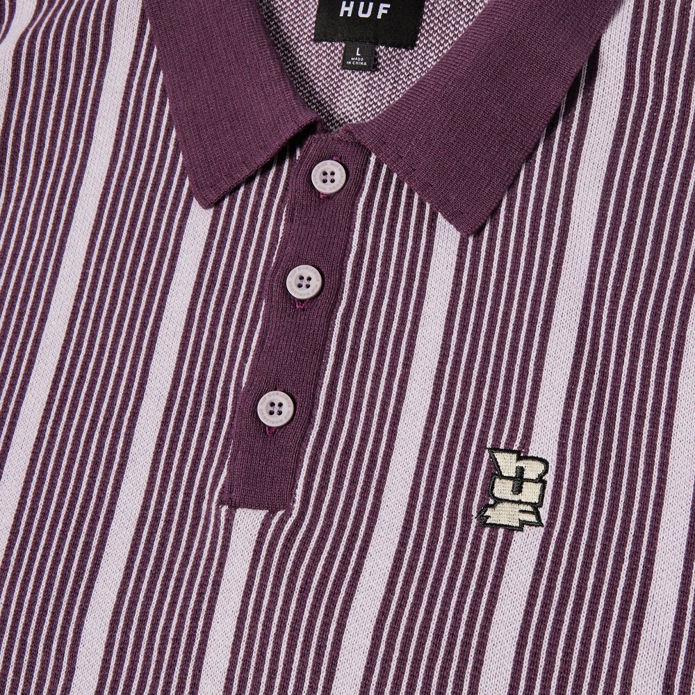 HUF TRACE STRIPE KNIT TOP PURPLE