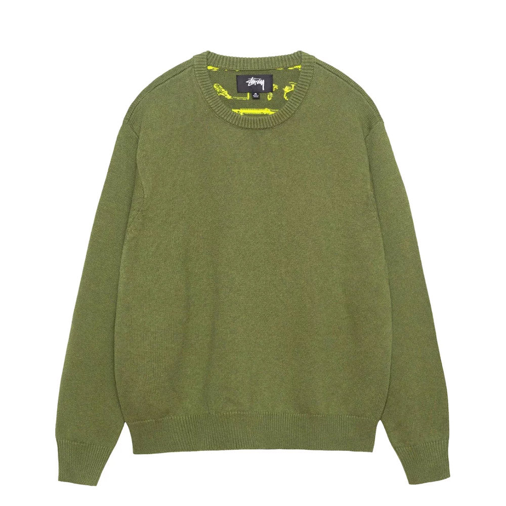 STUSSY LAGUNA ICON SWEATER DARK GREEN