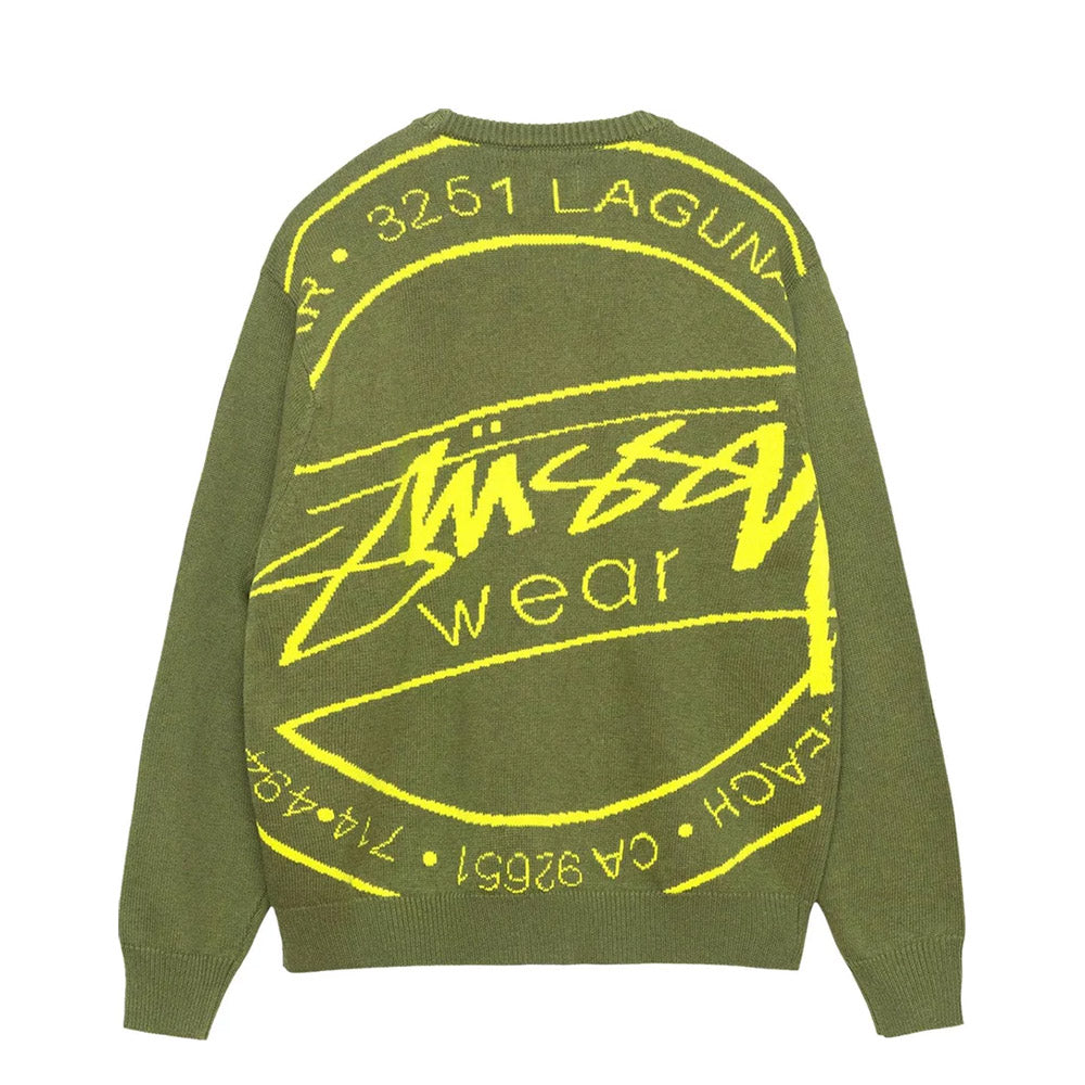 STUSSY LAGUNA ICON SWEATER DARK GREEN