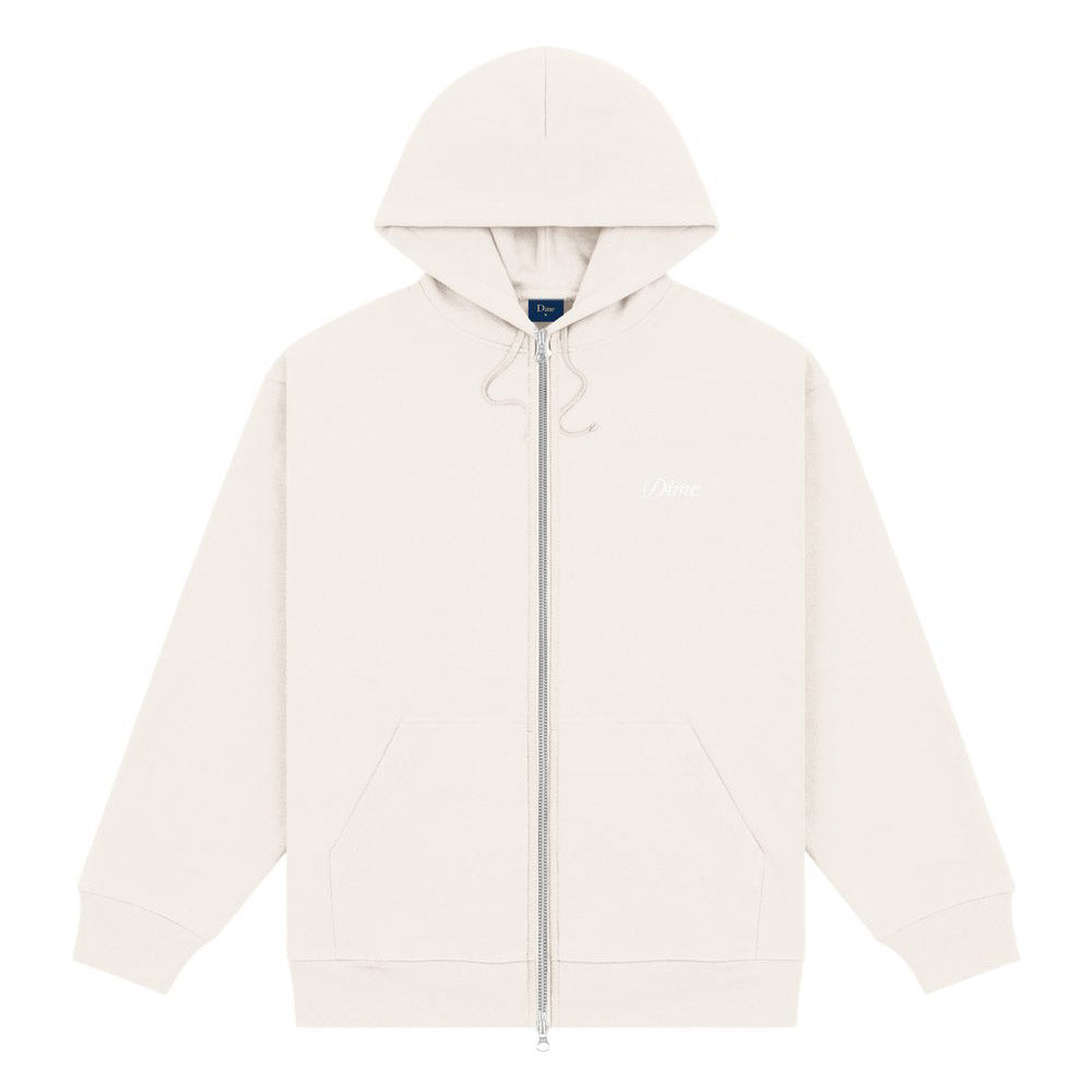 DIME CURSIVE SMALL LOGO ZIP HOOD CREAM