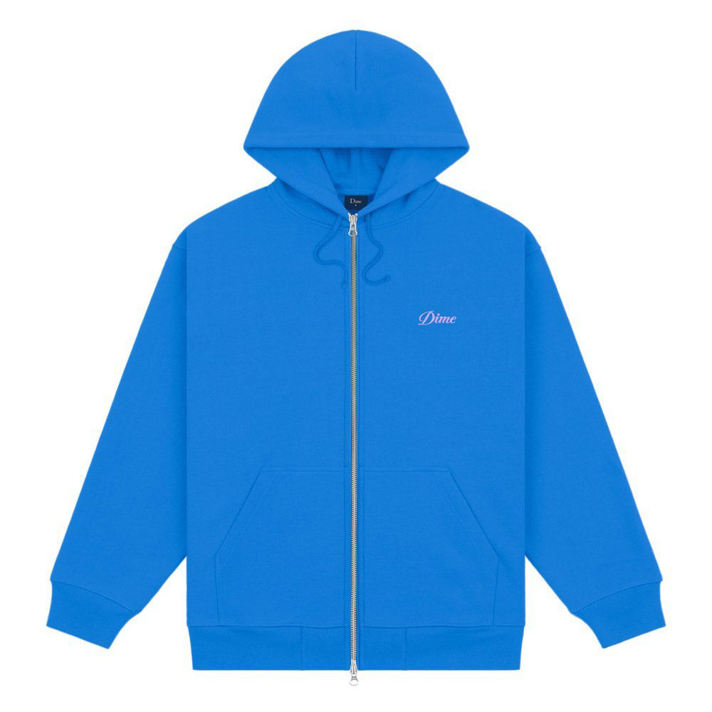 DIME CURSIVE SMALL LOGO ZIP HOOD BLUE