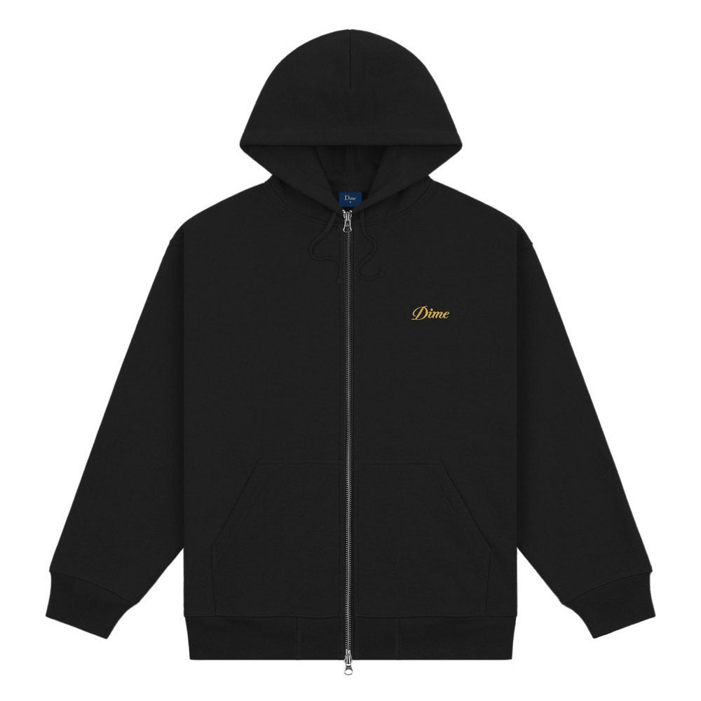 DIME CURSIVE SMALL LOGO ZIP HOOD BLACK