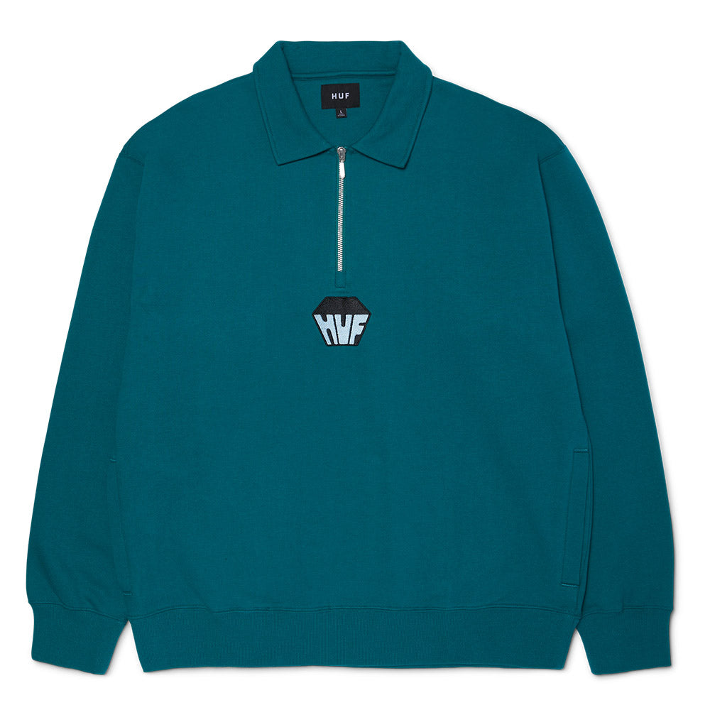 HUF BIG BLOCK 1/4 ZIP FRENCH TURQUOISE