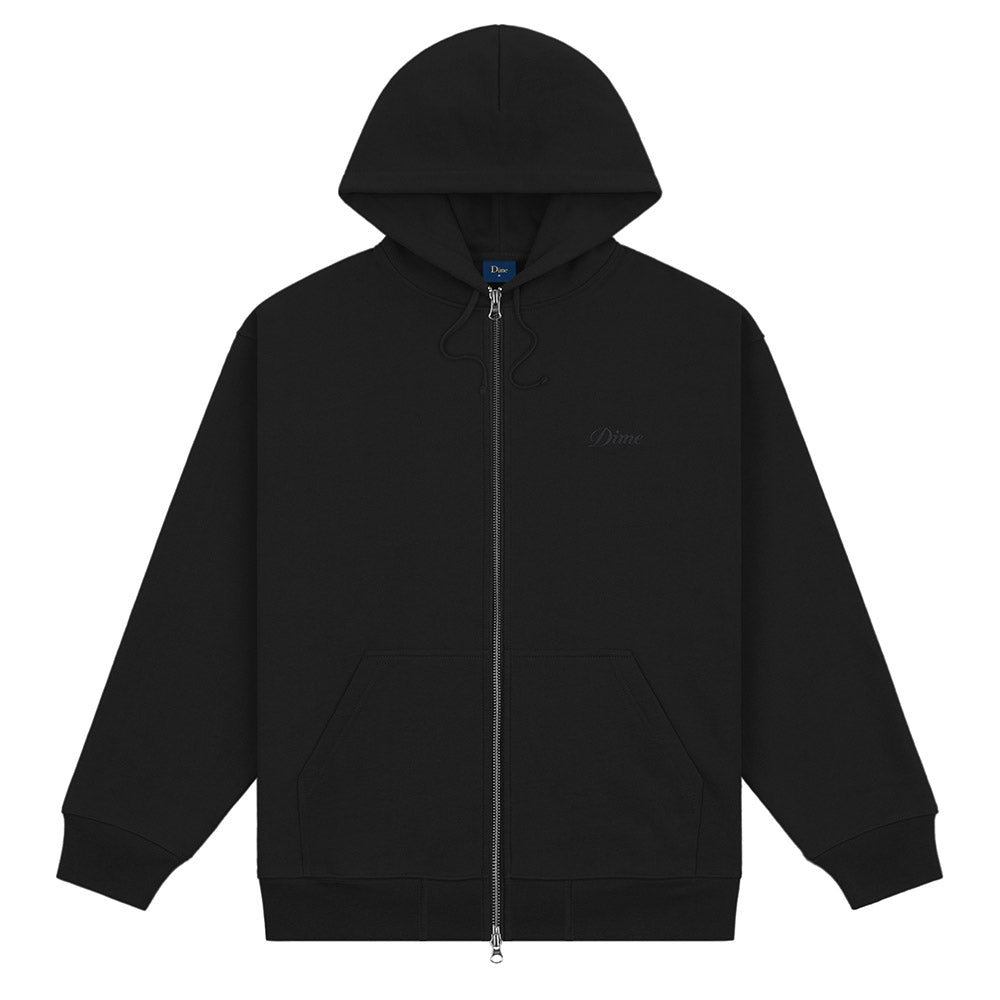 DIME CURSIVE ZIP HOODIE BLACK
