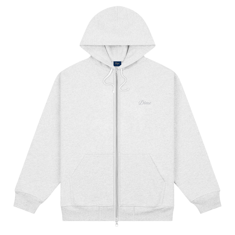 DIME CURSIVE ZIP HOODIE GREY