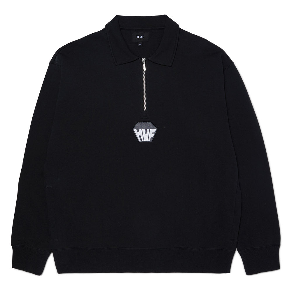 HUF BIG BLOCK 1/4 ZIP FRENCH BLACK