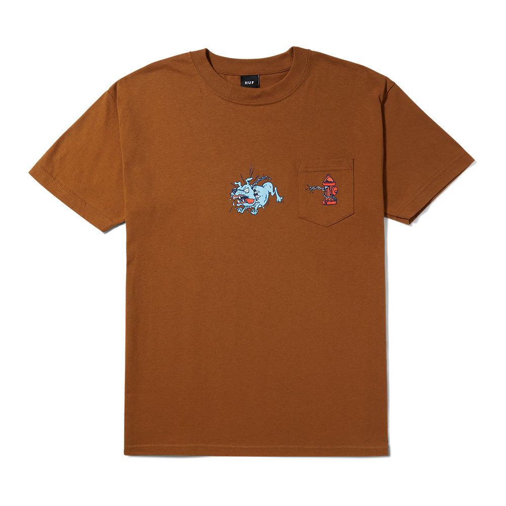 HUF JUNKYARD DOG POCKET TEE BROWN
