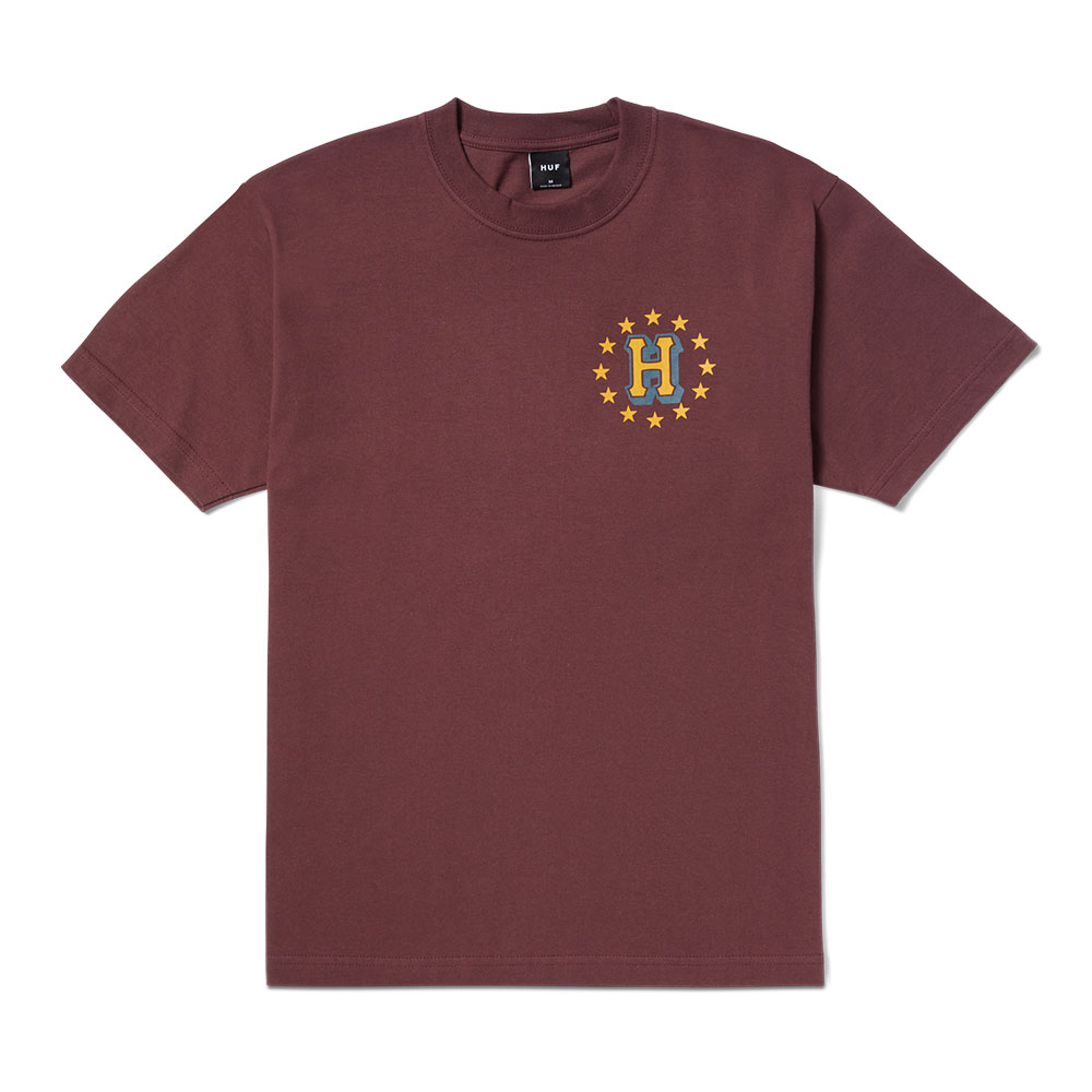 HUF GALACTIC STACK TEE BURGUNDY