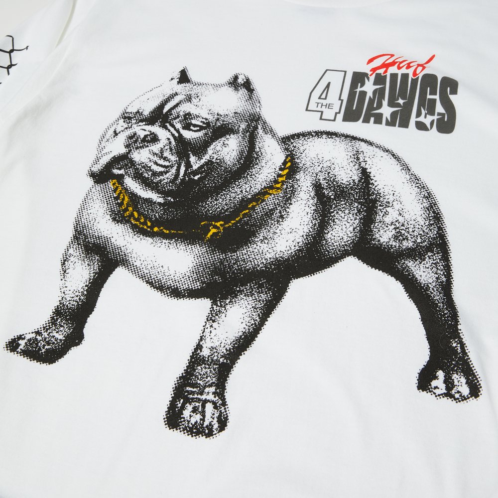 HUF 4 THE DAWGS LS TEE WHITE
