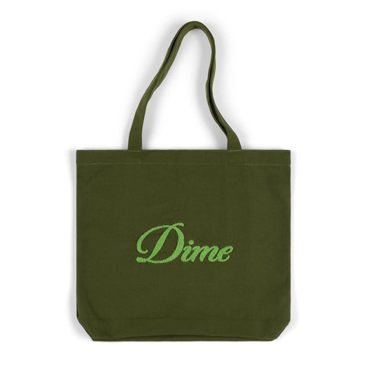 DIME CURSIVE CHENILLE TOTE BAG GREEN