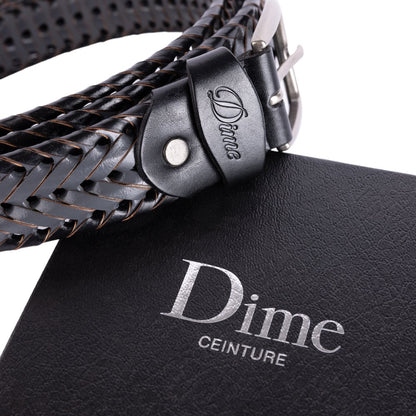 DIME BRAIDED LEATHER BELT BLACK