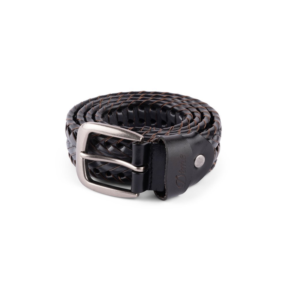 DIME BRAIDED LEATHER BELT BLACK