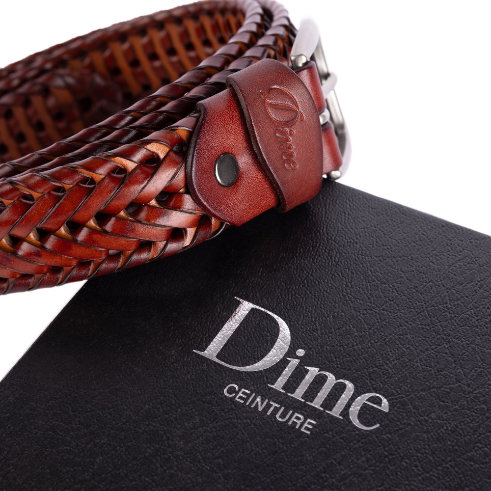 DIME BRAIDED LEATHER BELT CARAMEL