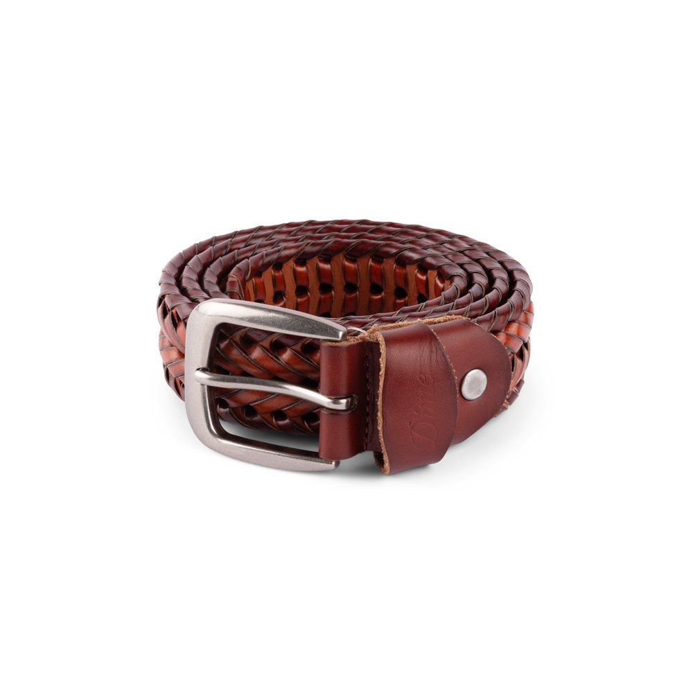 DIME BRAIDED LEATHER BELT CARAMEL