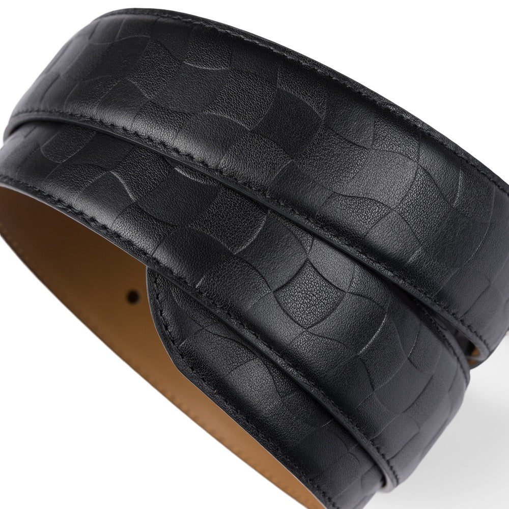 DIME CHECKERED LEATHER BELT BLACK