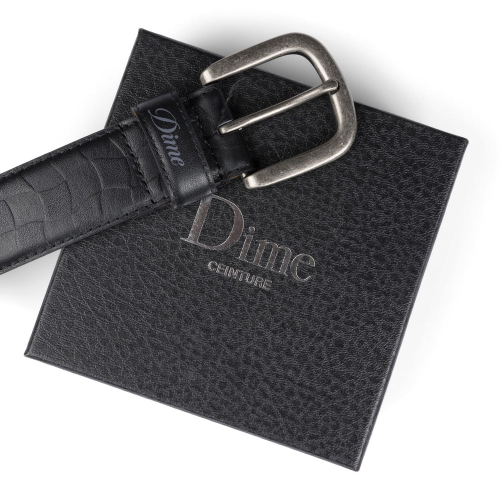 DIME CHECKERED LEATHER BELT BLACK