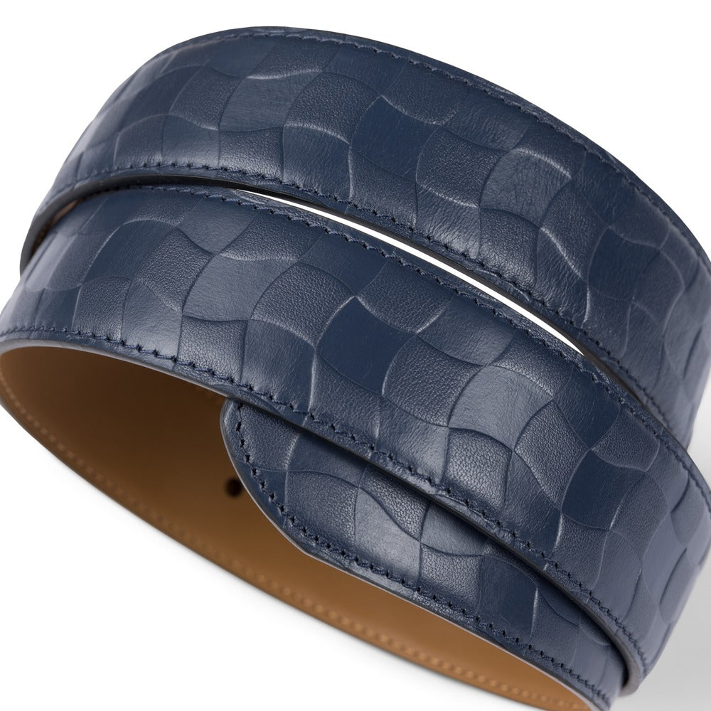 DIME CHECKERED LEATHER BELT NAVY