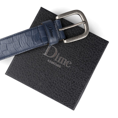 DIME CHECKERED LEATHER BELT NAVY