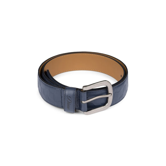 DIME CHECKERED LEATHER BELT NAVY