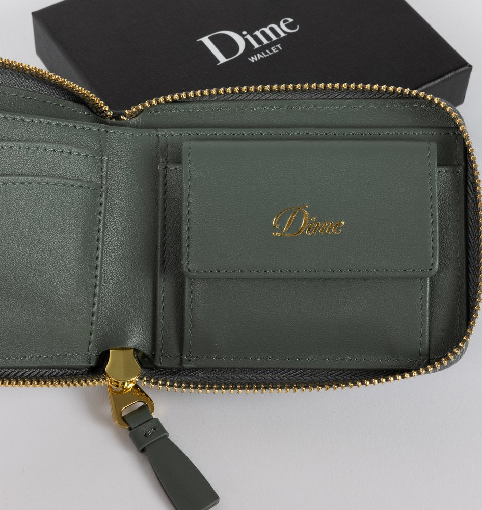 DIME CURSIVE ZIP-WALLET DARK GREEN