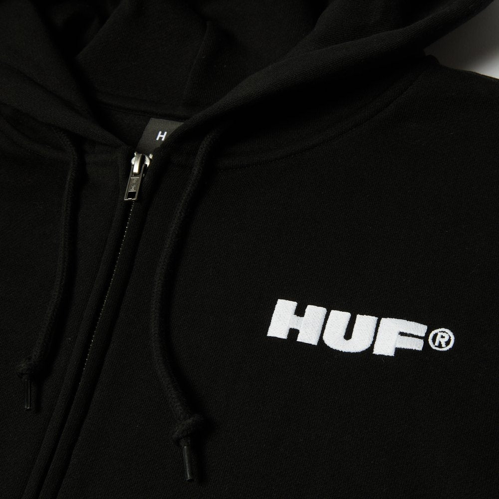 HUF ALL CAPS FZ HOODIE BLACK
