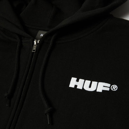 HUF ALL CAPS FZ HOODIE BLACK