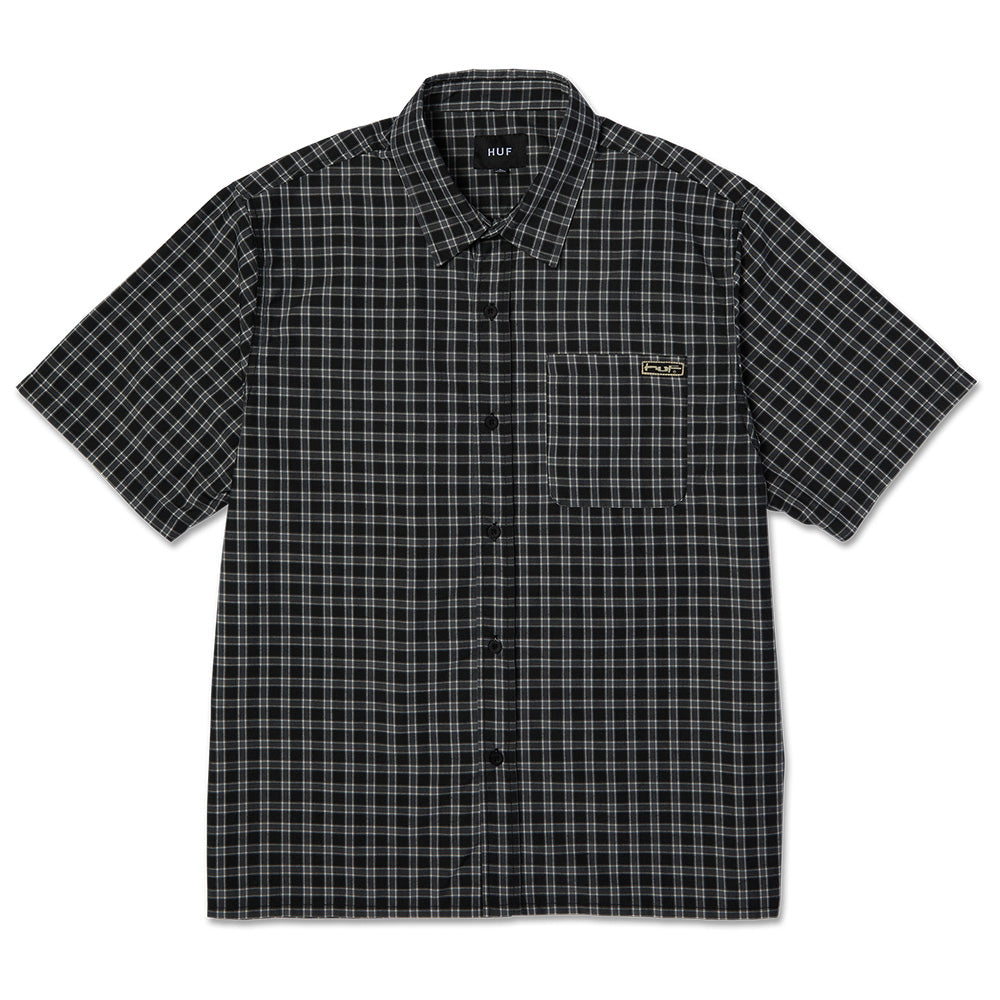 HUF STRETCH MICRO PLAID SHIRT BLACK