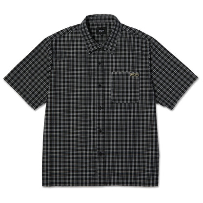HUF STRETCH MICRO PLAID SHIRT BLACK
