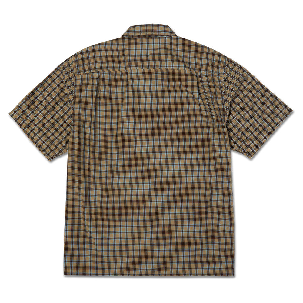 HUF STRETCH MICRO PLAID SHIRT KHAKI