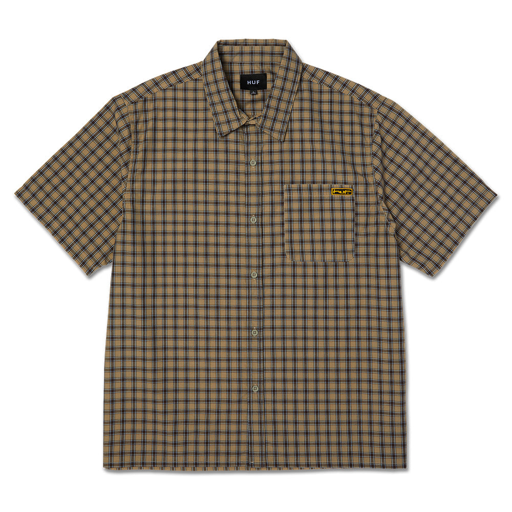 HUF STRETCH MICRO PLAID SHIRT KHAKI