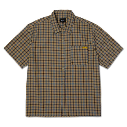 HUF STRETCH MICRO PLAID SHIRT KHAKI