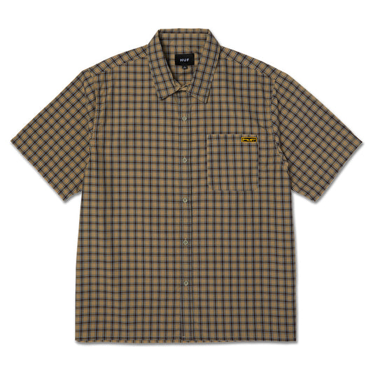 HUF STRETCH MICRO PLAID SHIRT KHAKI